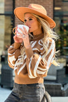 Feeling Fearless Swirl Pattern Mock Neck Sweater : Camel/Ivory