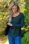 Liverpool Tailyn Boat Neck Top : Black & Green