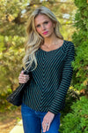 Liverpool Tailyn Boat Neck Top : Black & Green