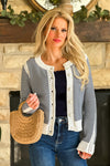 Tribal Reverie Cardigan w/ Crochet Details : Jet Blue