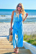 Tribal Ayva Button Front Jumpsuit : Sailboat