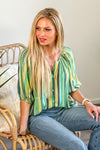 Liverpool Newport Button Front Top : Teal Multi