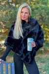 Aspen Nights Lux Faux Fur Poncho : Black