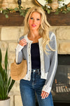 Tribal Reverie Cardigan w/ Crochet Details : Jet Blue