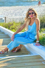 Tribal Ayva Button Front Jumpsuit : Sailboat