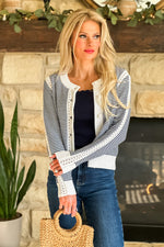 Tribal Reverie Cardigan w/ Crochet Details : Jet Blue