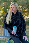 Aspen Nights Lux Faux Fur Poncho : Black