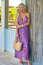 Analeah Criss Cross Back Pleating Dress : Lavender