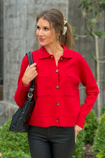 Tribal Kinley Cardigan w Pockets : Scarlet