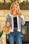 Tribal Reverie Cardigan w/ Crochet Details : Jet Blue