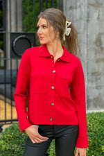 Tribal Kinley Cardigan w Pockets : Scarlet