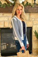 Tribal Reverie Cardigan w/ Crochet Details : Jet Blue