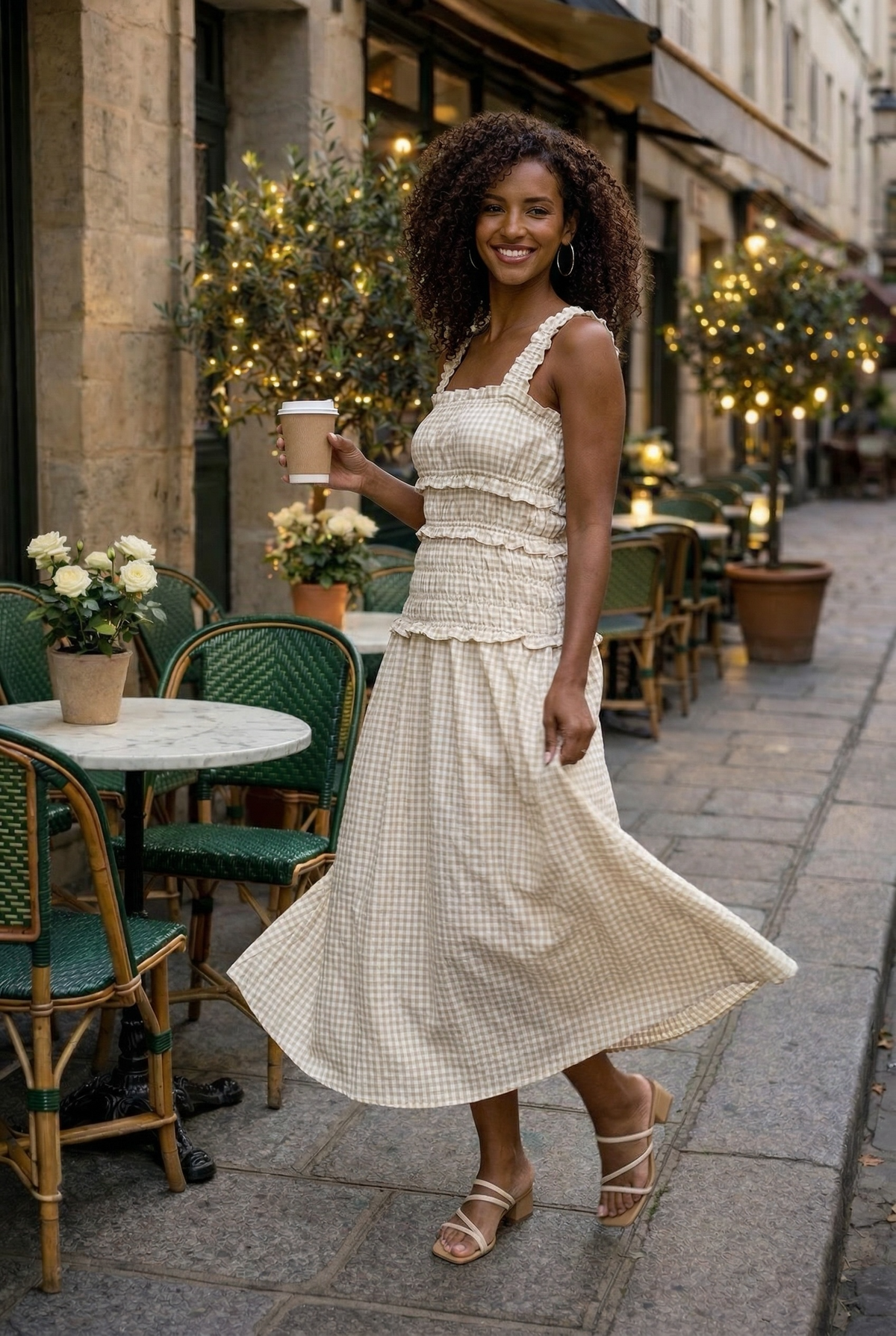 Guinevere Patterned Woven Dress : Sand