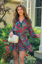 Brandi Printed Button Up Dress : Green