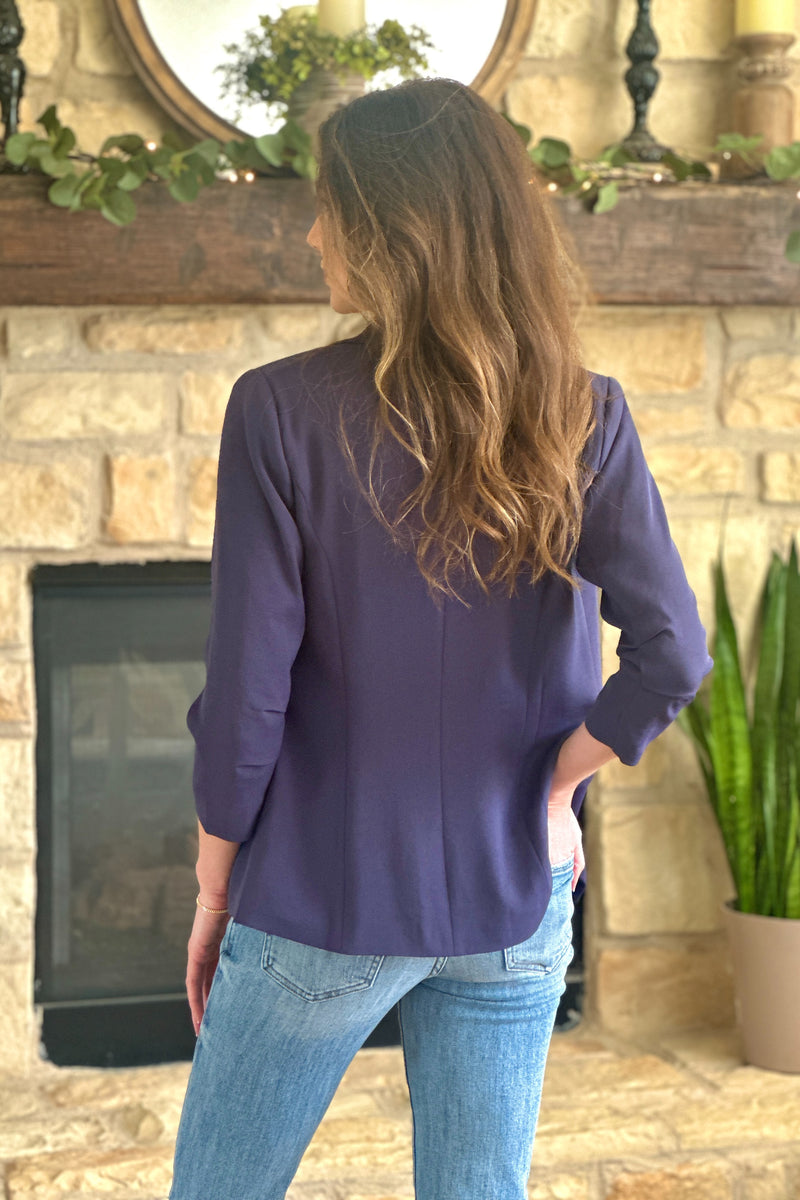 Ginnifer Shirred Sleeve Blazer : Oxford Blue