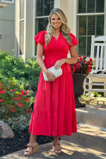 Blakely Tiered Dress : Red