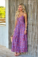 Analeah Criss Cross Back Pleating Dress : Lavender