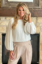 Drew Puff Sleeve Blouse : Foam White