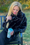 Aspen Nights Lux Faux Fur Poncho : Black