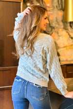 Leanna Textured Fine Gauge Sweater : Grey