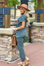 Lila Zip Up Jumpsuit : Sage