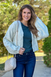 Mountain Chalet Puff Sleeve Cardigan Sweater : Ivory