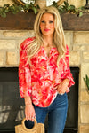 Tribal Aleana 3/4 Sleeve Blouse with Smock : Coral Sky