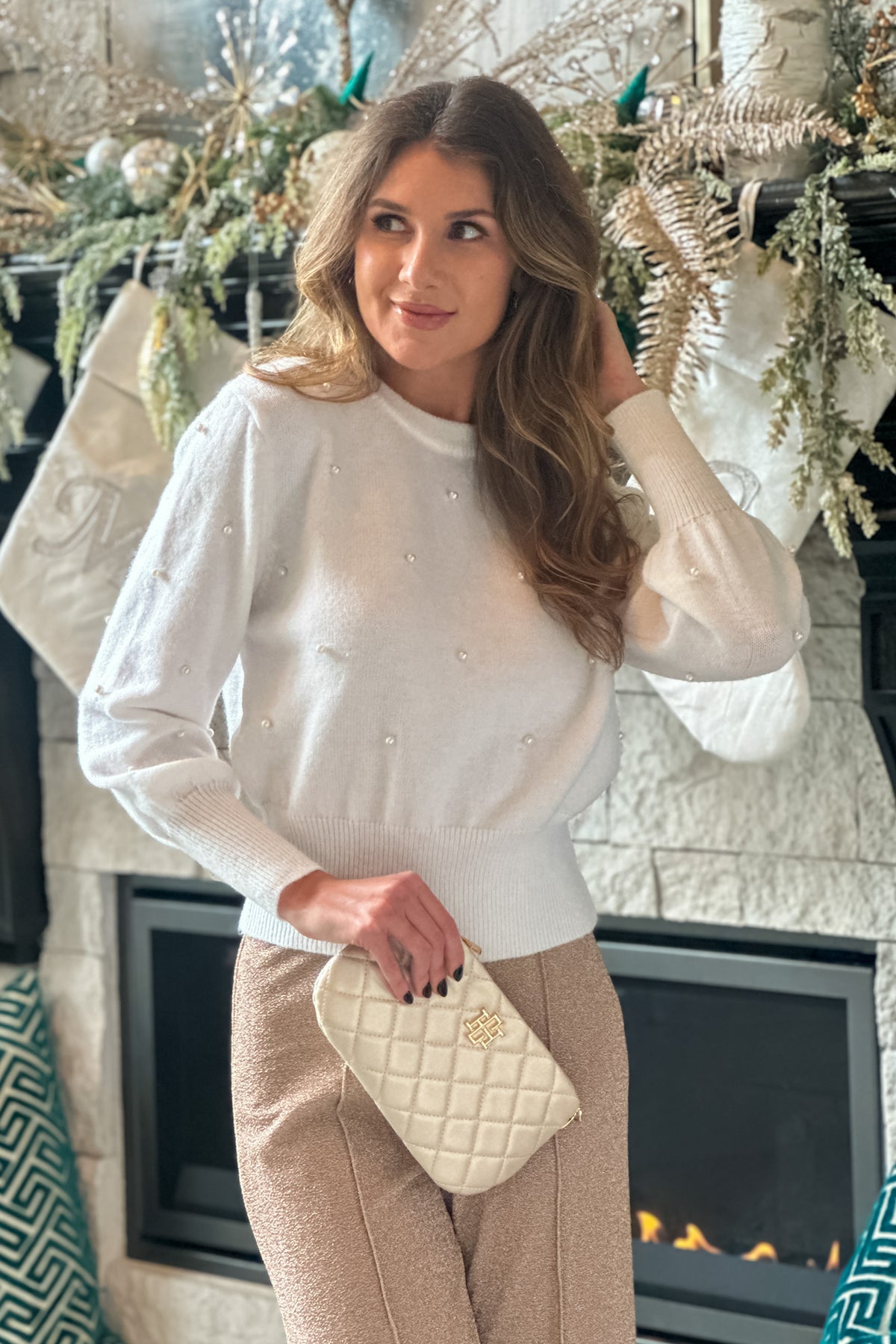 Snowy Evenings Pearl Sweater : Ivory