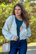 Mountain Chalet Puff Sleeve Cardigan Sweater : Ivory