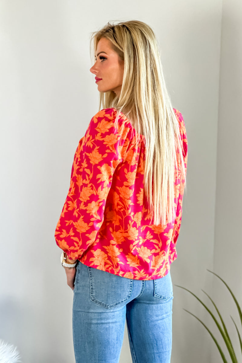 Tribal Lindsey 3/4 sleeve Top : Raspberry