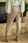 Alina Pleated Pull On Jogger : Pale Almond