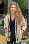 Tribal Adira Quilted Cardigan Sweater Detail : Beige