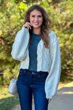 Mountain Chalet Puff Sleeve Cardigan Sweater : Ivory