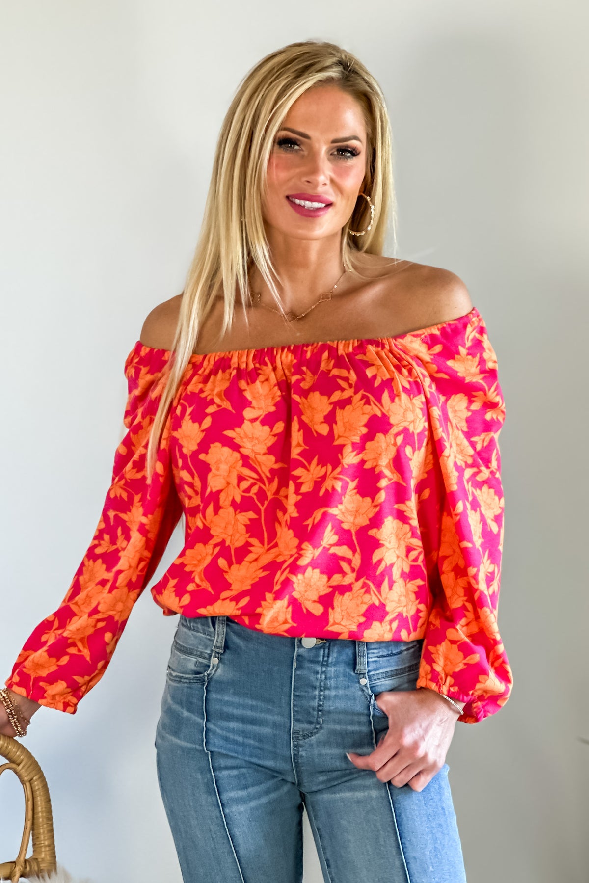 Tribal Lindsey 3/4 sleeve Top : Raspberry