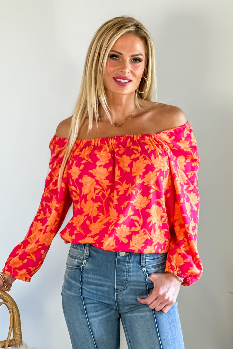 Tribal Lindsey 3/4 sleeve Top : Raspberry