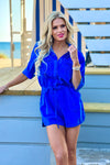 Velvet Heart Edita Roll Tab Sleeve Romper : Marine Blue