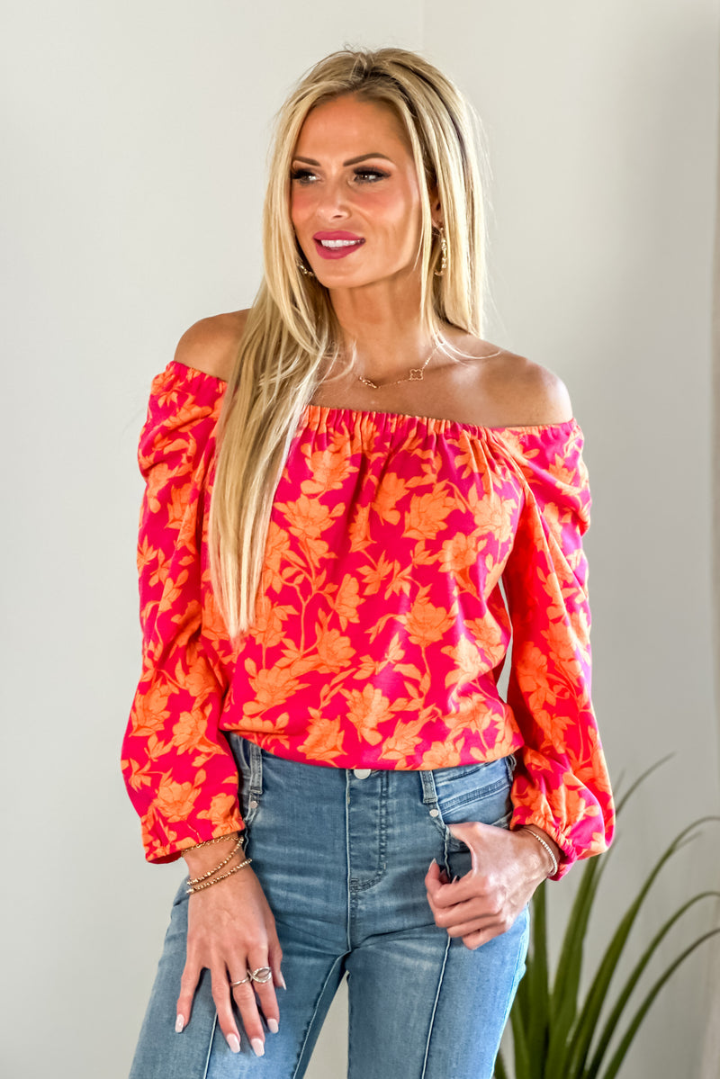 Tribal Lindsey 3/4 sleeve Top : Raspberry