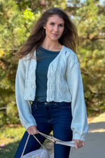 Mountain Chalet Puff Sleeve Cardigan Sweater : Ivory