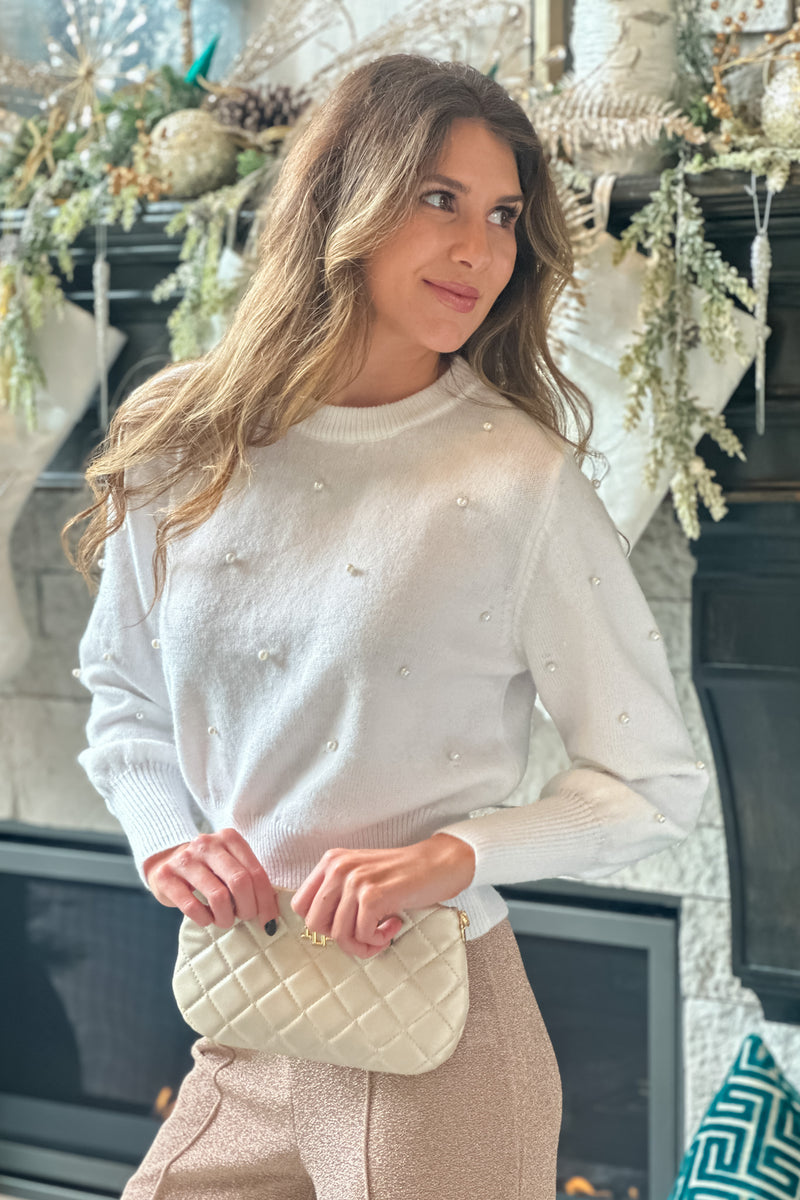 Snowy Evenings Pearl Sweater : Ivory