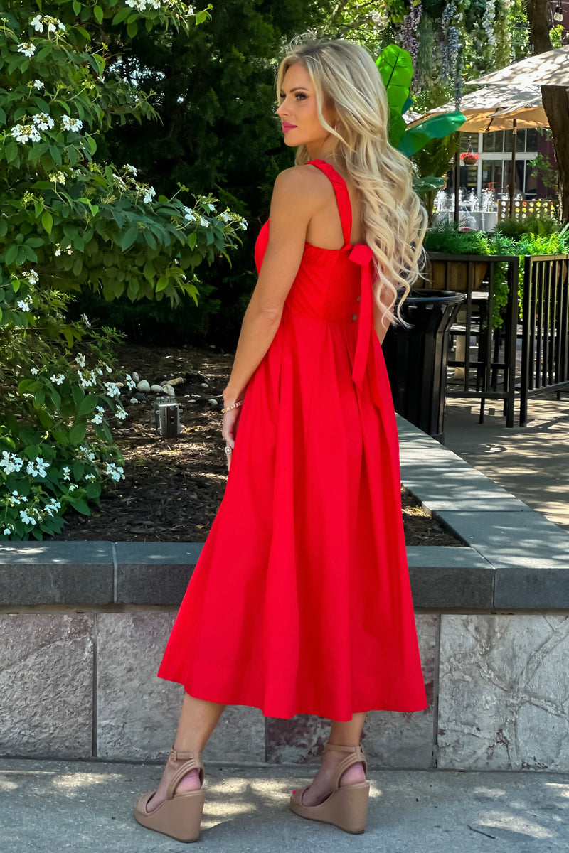 Sima Banded Top Maxi Dress : Red