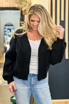 Millie Bubble Sleeved Cable Knit Cardigan : Black