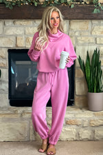 Jacqueline Cowl Neck w/ Jogger pants Set : Prism pink