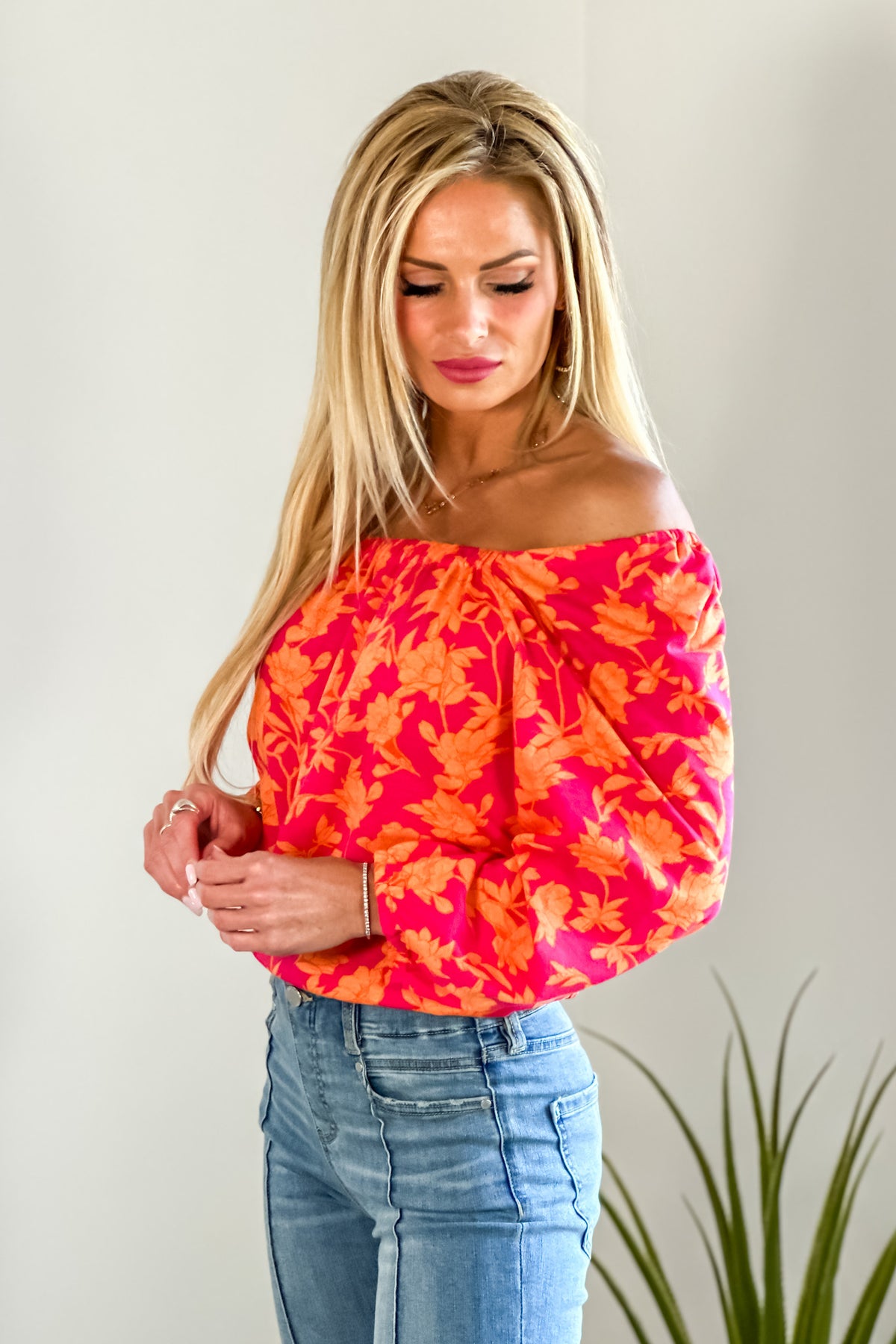 Tribal Lindsey 3/4 sleeve Top : Raspberry