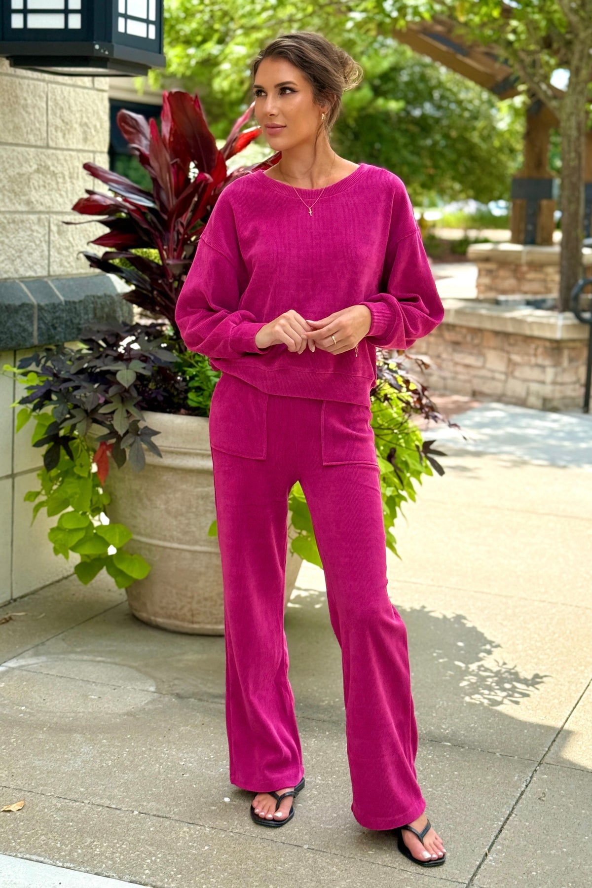 Vivianna Soft 2 Piece Corduroy set : Raspberry