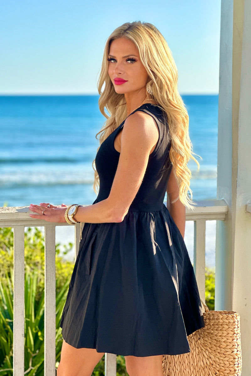 Emilijah Contrast Tank Mini Dress : Black