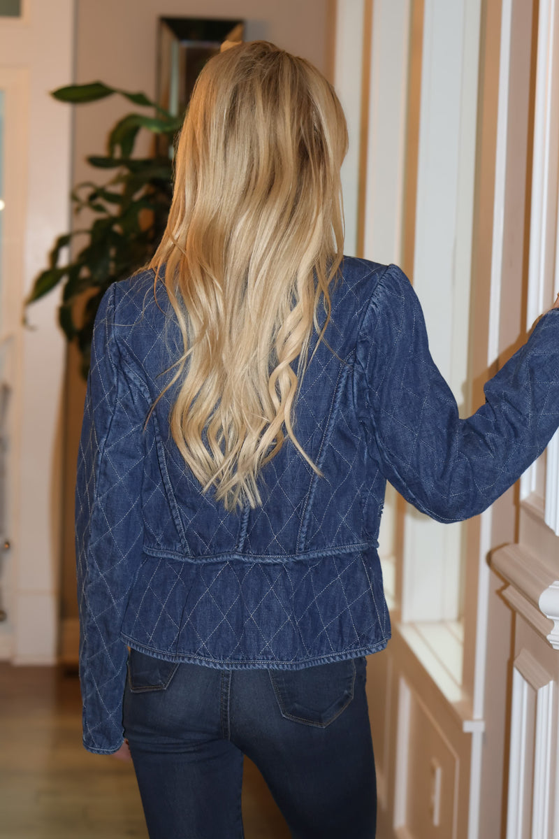 Primrose Quilted Denim Jacket : Dark Denim
