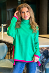 Lucky in Love Sweater : Green & Pink