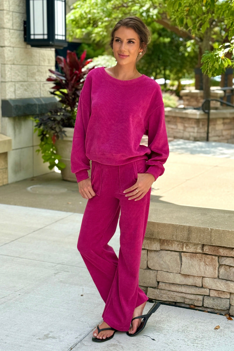 Vivianna Soft 2 Piece Corduroy set : Raspberry