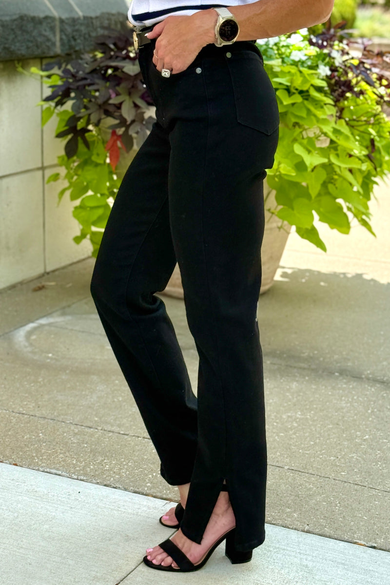Judy Blue Jett High Waist Straight Leg Jean : Black