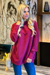 Tribal Annelle Funnel Neck Tunic : Wine